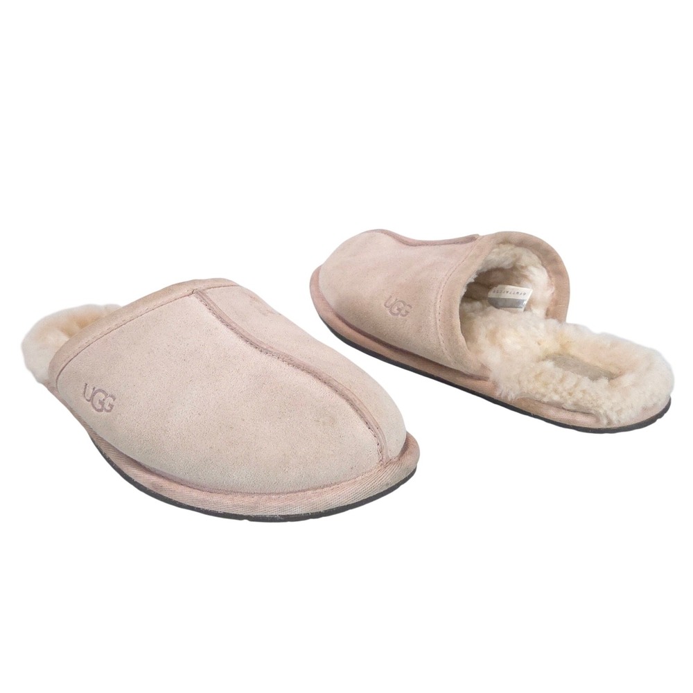 UGG Pearl Scuff Suede Slippers Womens 7 Blush Pink Sherlin Cozy Warm Cabincore